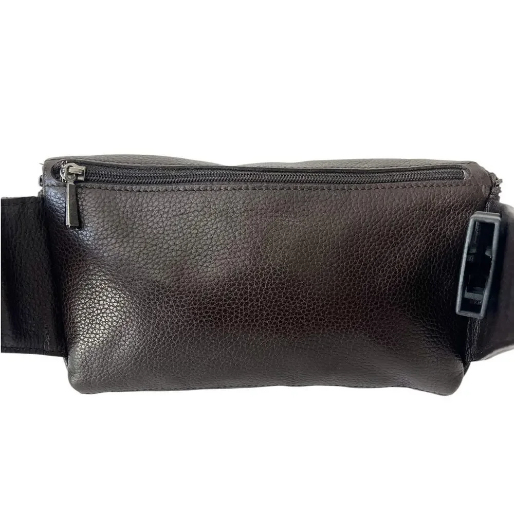 Longchamp Vintage Le Foulonne Pebbled Leather Belt Bag Fanny Pack Y2K Dark Brown